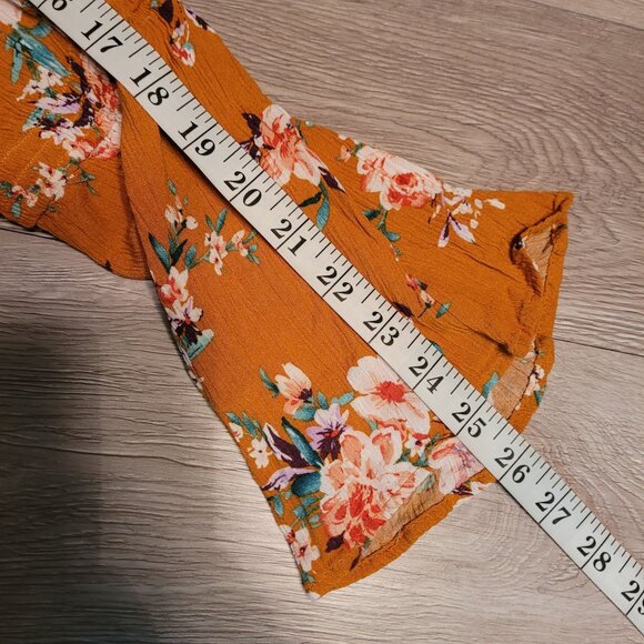 Umgee Baby Doll Tunic Top XL Gauzy Crinkle Floral Bell Sleeve Boho Cottagecore - Picture 9 of 9